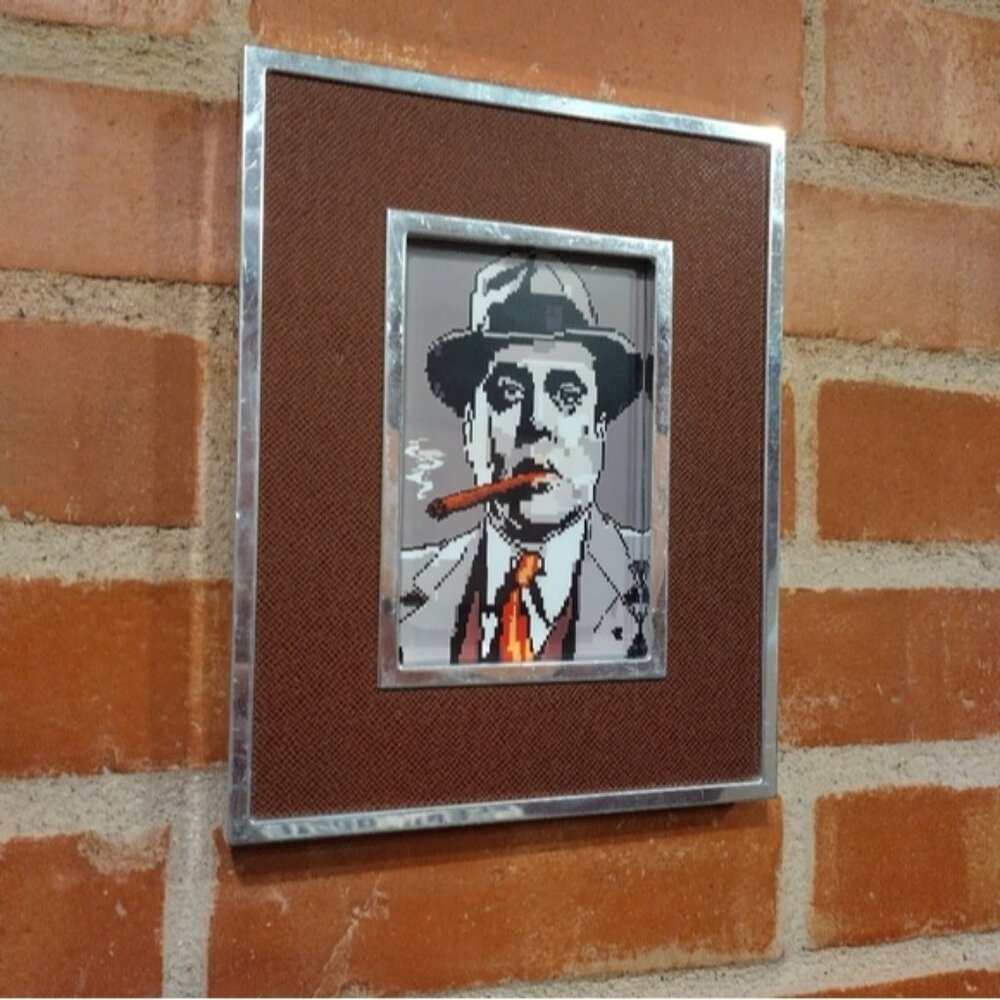 8 Bit Al Capone Mugshot Framed Art Print lo-fi Pixel Art By Neon Nicho